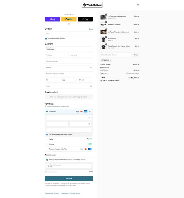 WeckMethod checkout page showing WeckMethod discount code box | Screenshot taken by SimplyCodes community member on Sep 11, 2025