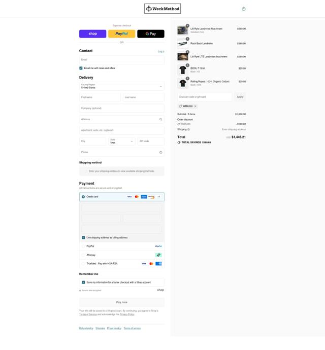 WeckMethod checkout page showing WeckMethod discount code box | Screenshot taken by SimplyCodes community member on Sep 3, 2025