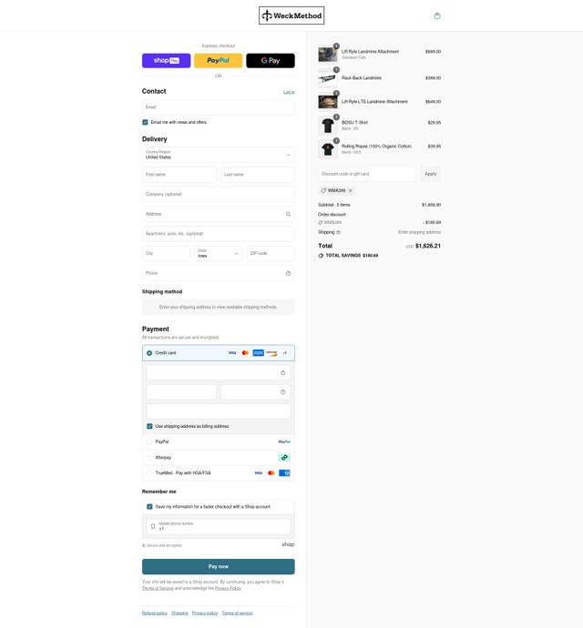 WeckMethod checkout page showing WeckMethod discount code box | Screenshot taken by SimplyCodes community member on Aug 26, 2025