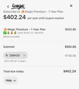 DMH20 coupon verification screenshot