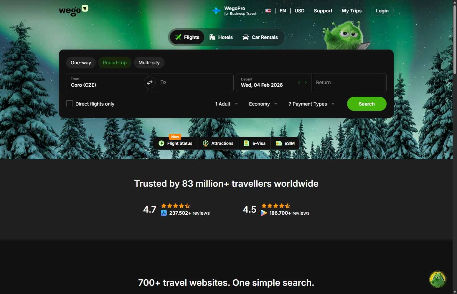 WeGo checkout page showing WeGo promo code box | Screenshot taken by SimplyCodes community member on Feb 3, 2026