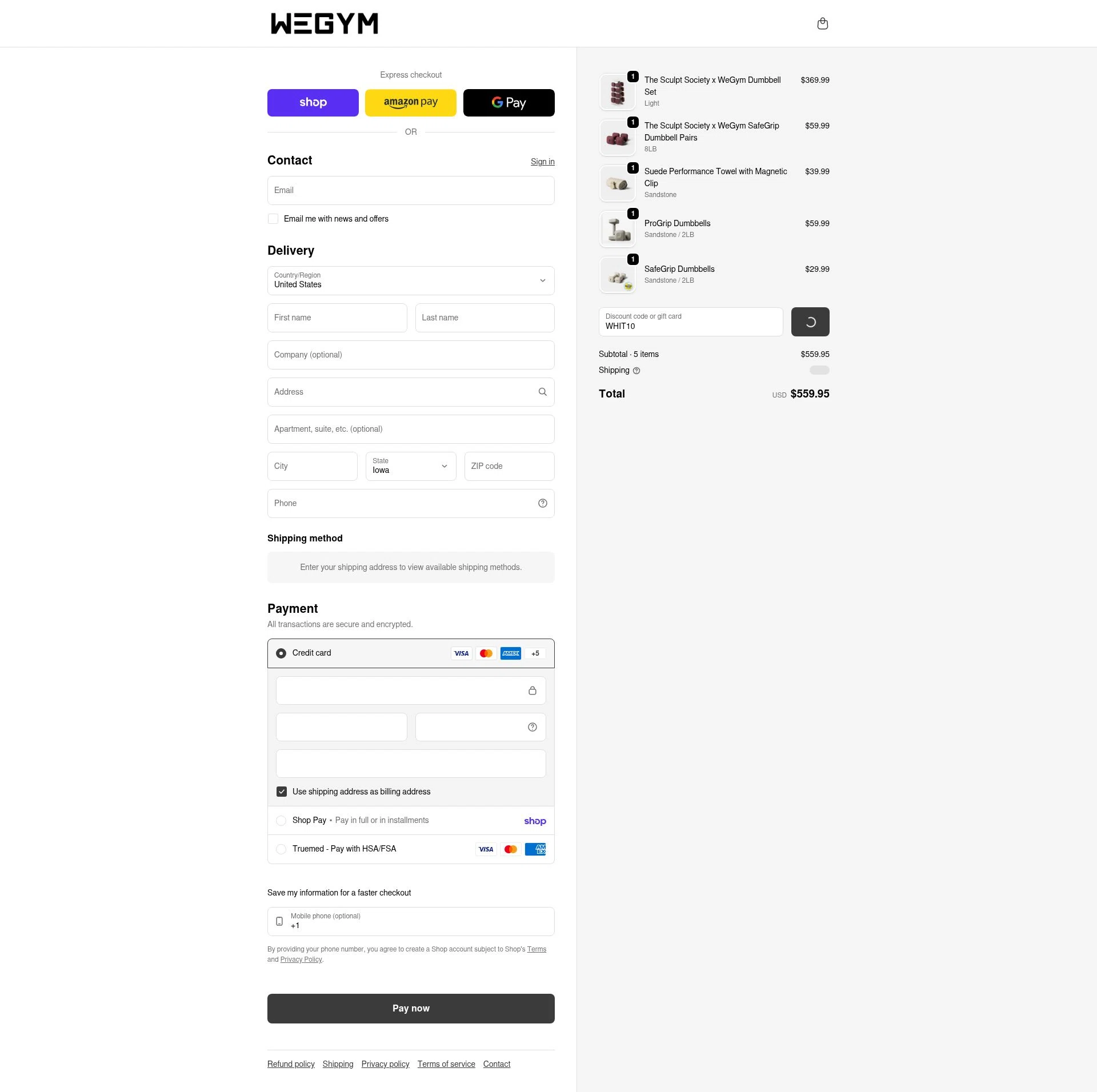 WeGym checkout page showing WeGym discount code box | Screenshot taken by SimplyCodes community member on Feb 12, 2026
