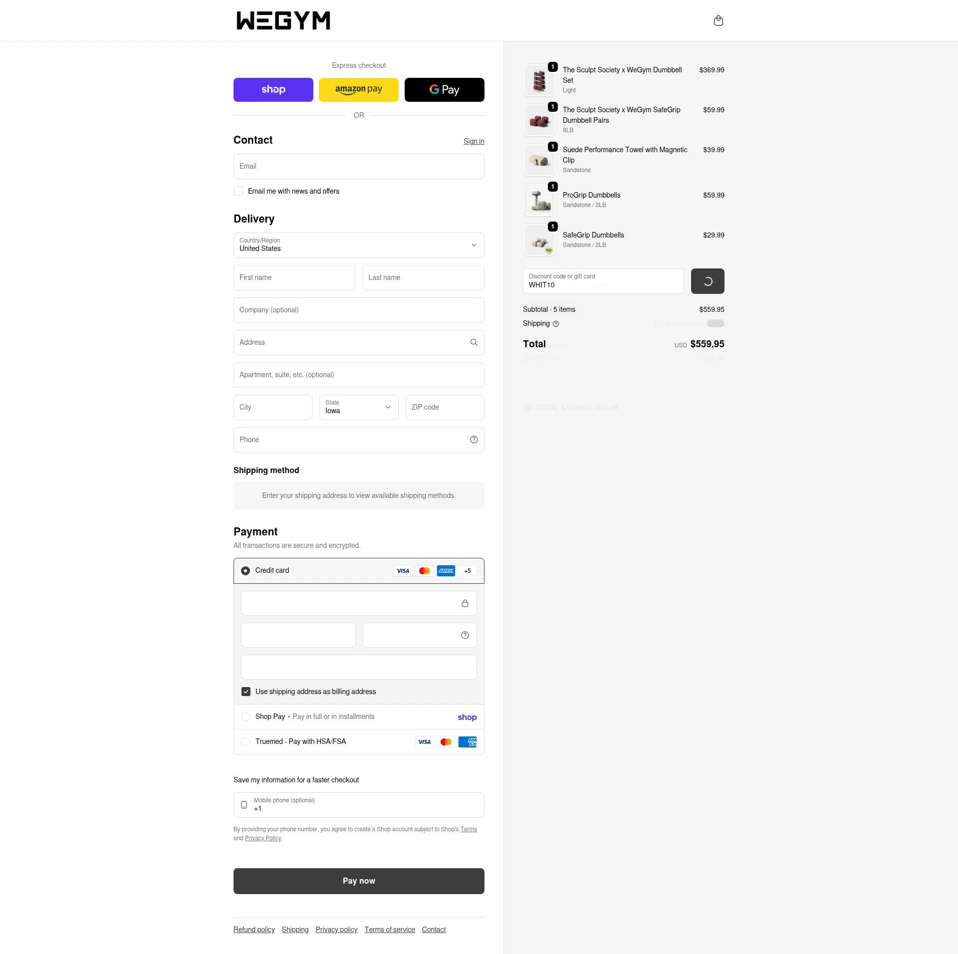 WeGym checkout page showing WeGym discount code box | Screenshot taken by SimplyCodes community member on Feb 4, 2026