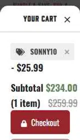 SONNY10 coupon verification screenshot
