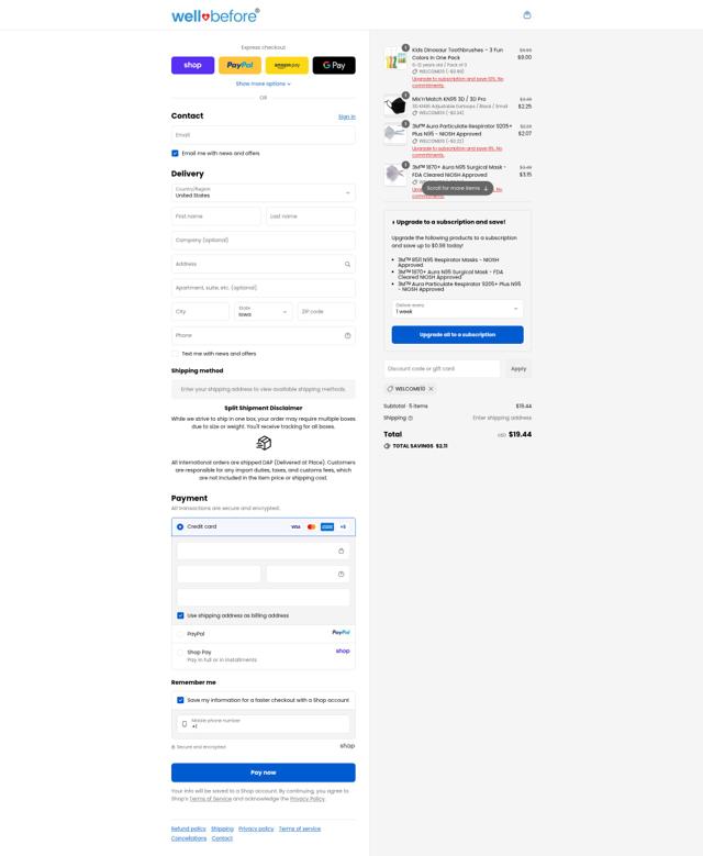 Wellbefore (formerly Honest PPE Supply) checkout page showing Wellbefore (formerly Honest PPE Supply) promo code box | Screenshot taken by SimplyCodes community member on Sep 10, 2025