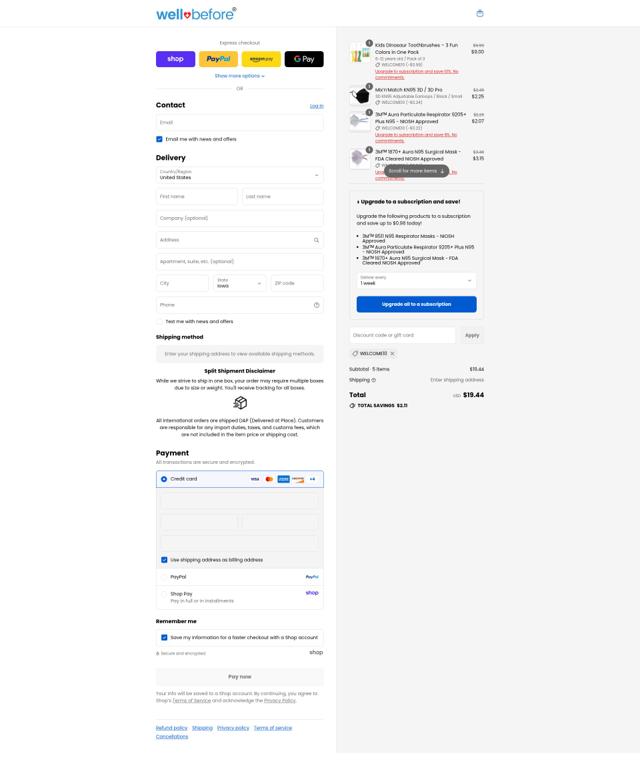 Wellbefore (formerly Honest PPE Supply) checkout page showing Wellbefore (formerly Honest PPE Supply) promo code box | Screenshot taken by SimplyCodes community member on Sep 6, 2025