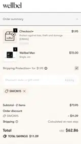 SIMON15 coupon verification screenshot