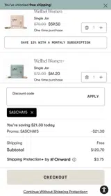 SASCHA15 coupon verification screenshot