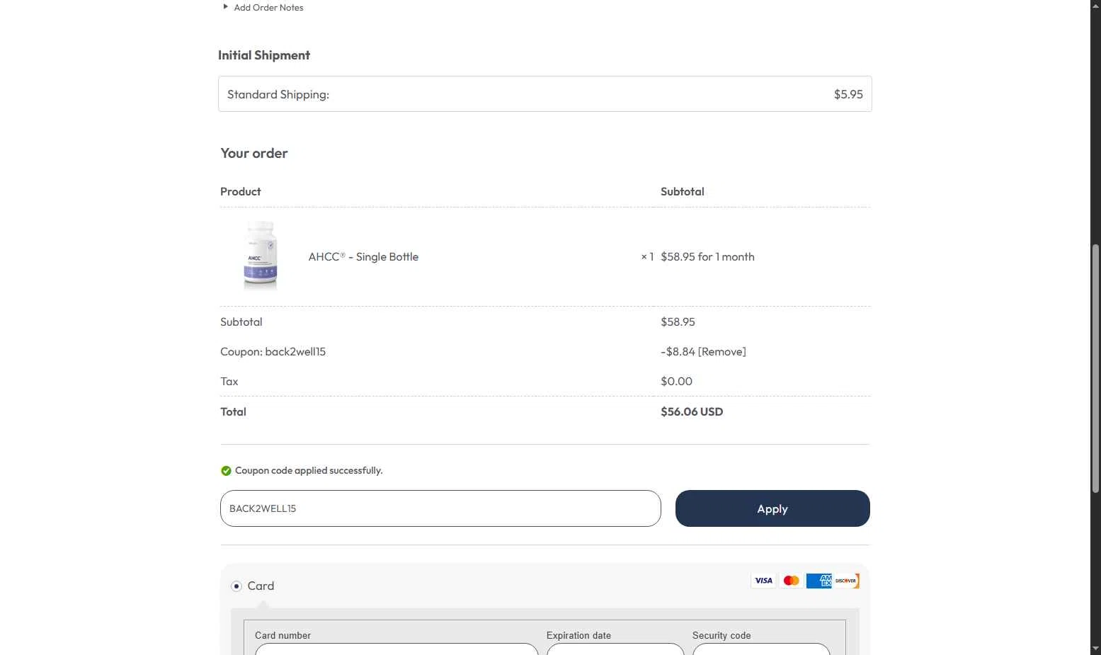 Wellex Wellness checkout page showing Wellex Wellness promo code box | Screenshot taken by SimplyCodes community member on Nov 3, 2025