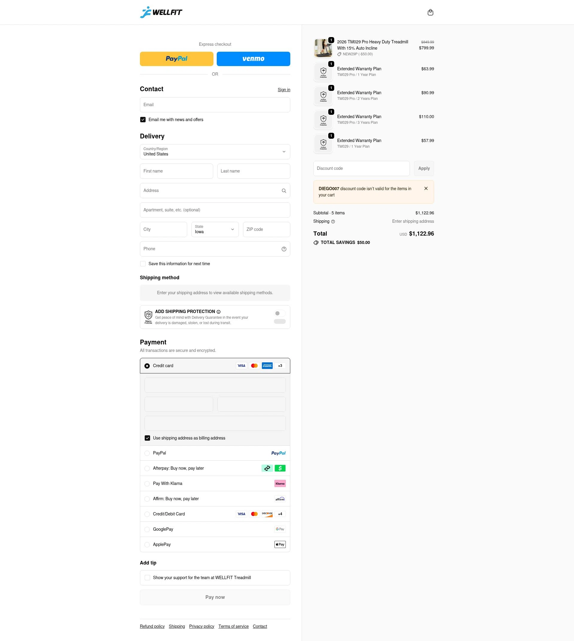 Wellfit checkout page showing Wellfit discount code box | Screenshot taken by SimplyCodes community member on Dec 28, 2025