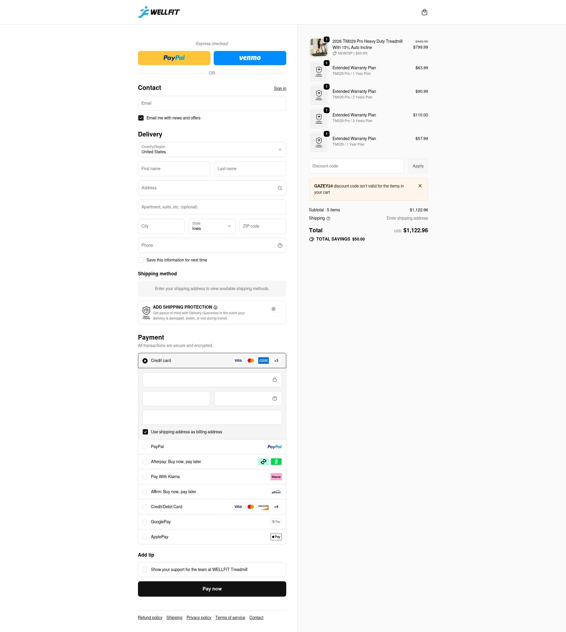 Wellfit checkout page showing Wellfit discount code box | Screenshot taken by SimplyCodes community member on Dec 28, 2025