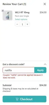 Welli Labs coupon verification screenshot