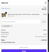 WELCOME15 coupon verification screenshot