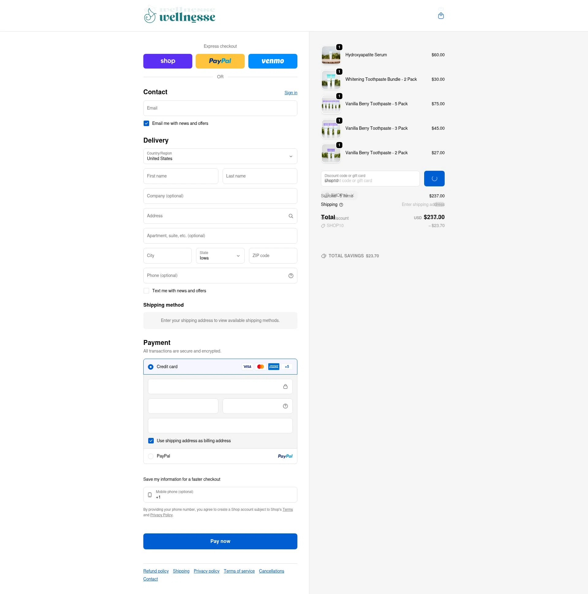 Wellnesse checkout page showing Wellnesse coupon code box | Screenshot taken by SimplyCodes community member on Feb 2, 2026