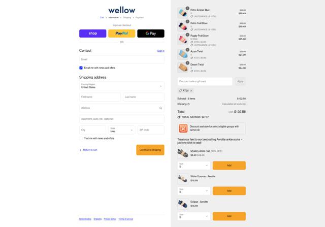 Wellow checkout page showing Wellow discount code box | Screenshot taken by SimplyCodes community member on Sep 13, 2025