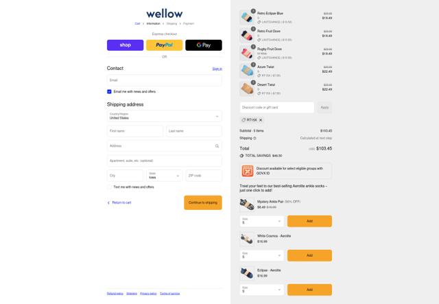 Wellow checkout page showing Wellow discount code box | Screenshot taken by SimplyCodes community member on Sep 13, 2025