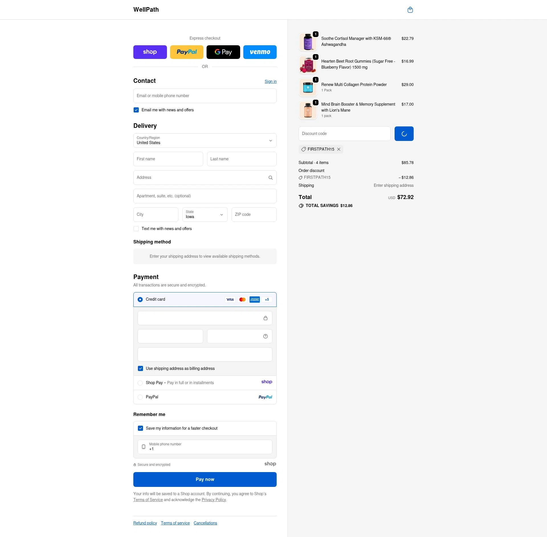 WellPath checkout page showing WellPath promo code box | Screenshot taken by SimplyCodes community member on Jan 2, 2026