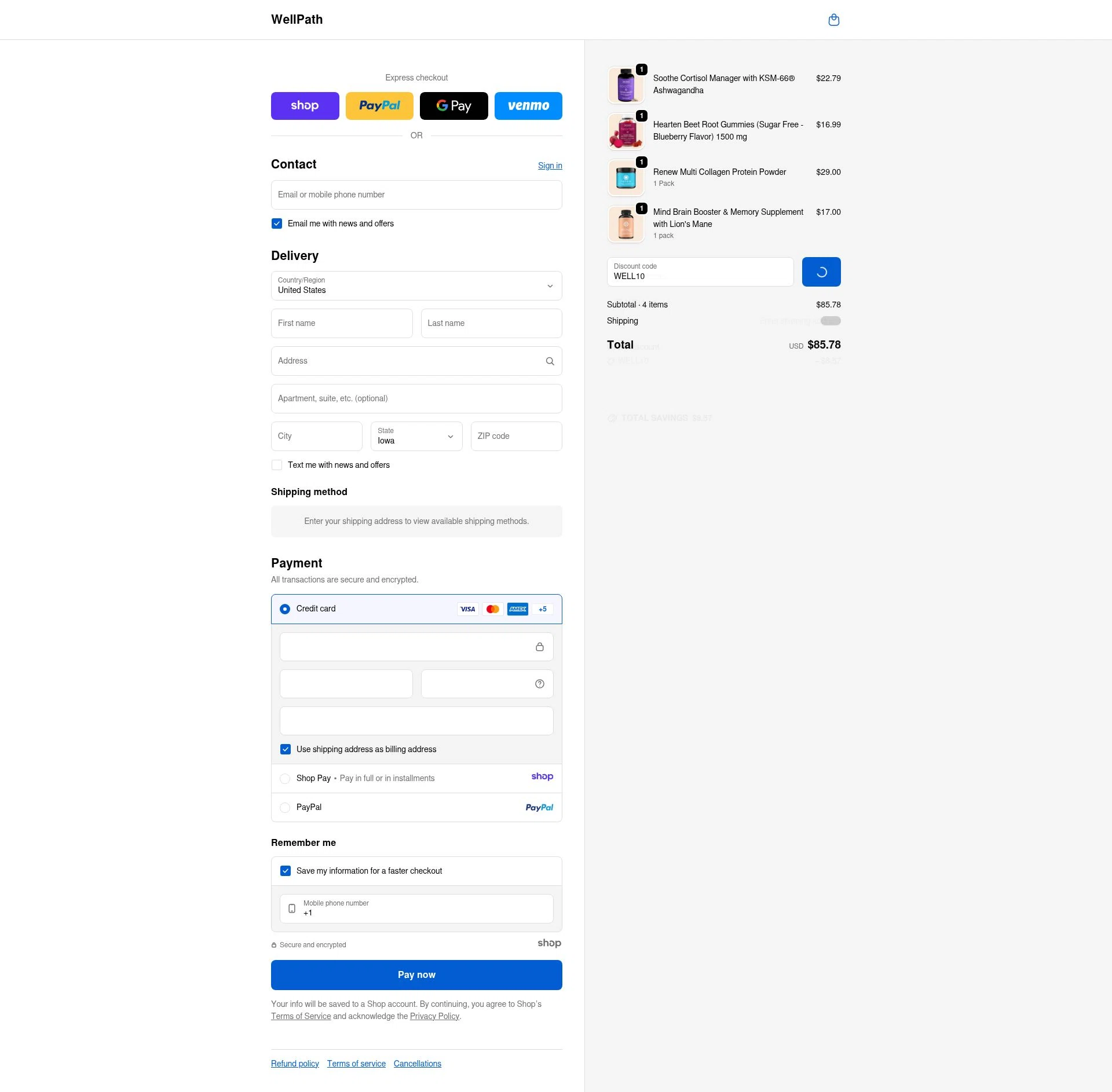 WellPath checkout page showing WellPath promo code box | Screenshot taken by SimplyCodes community member on Jan 2, 2026
