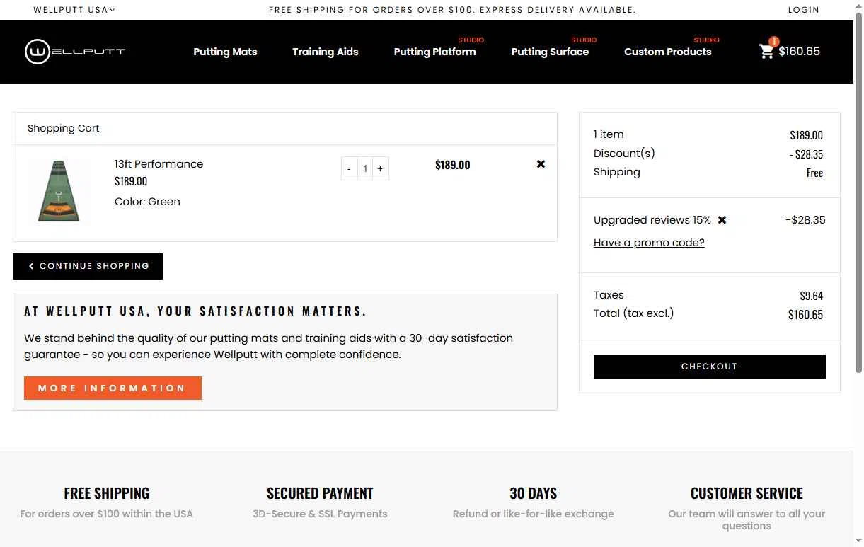 Wellputt checkout page showing Wellputt promo code box | Screenshot taken by SimplyCodes community member on Jan 29, 2026