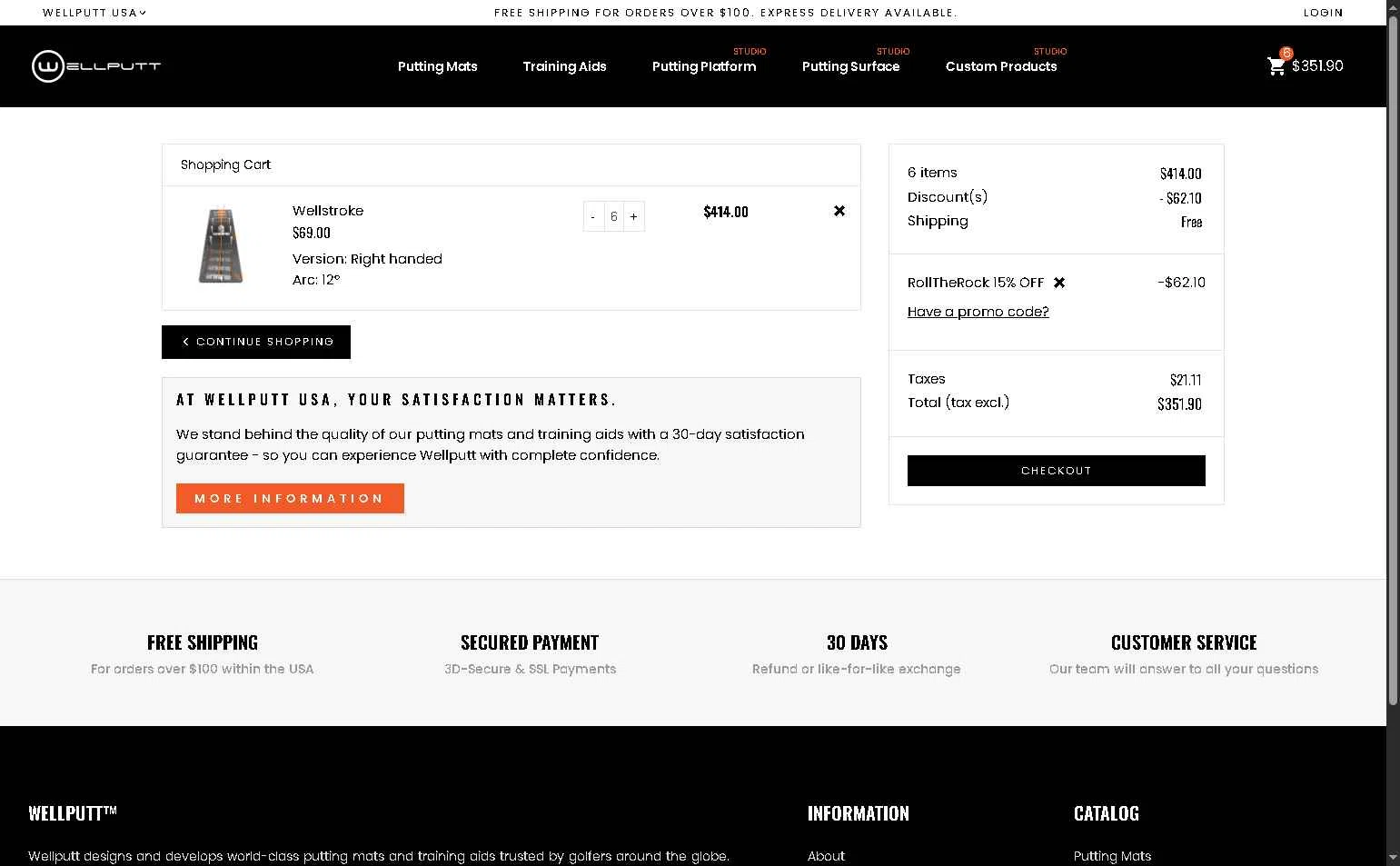 Wellputt checkout page showing Wellputt promo code box | Screenshot taken by SimplyCodes community member on Jan 15, 2026