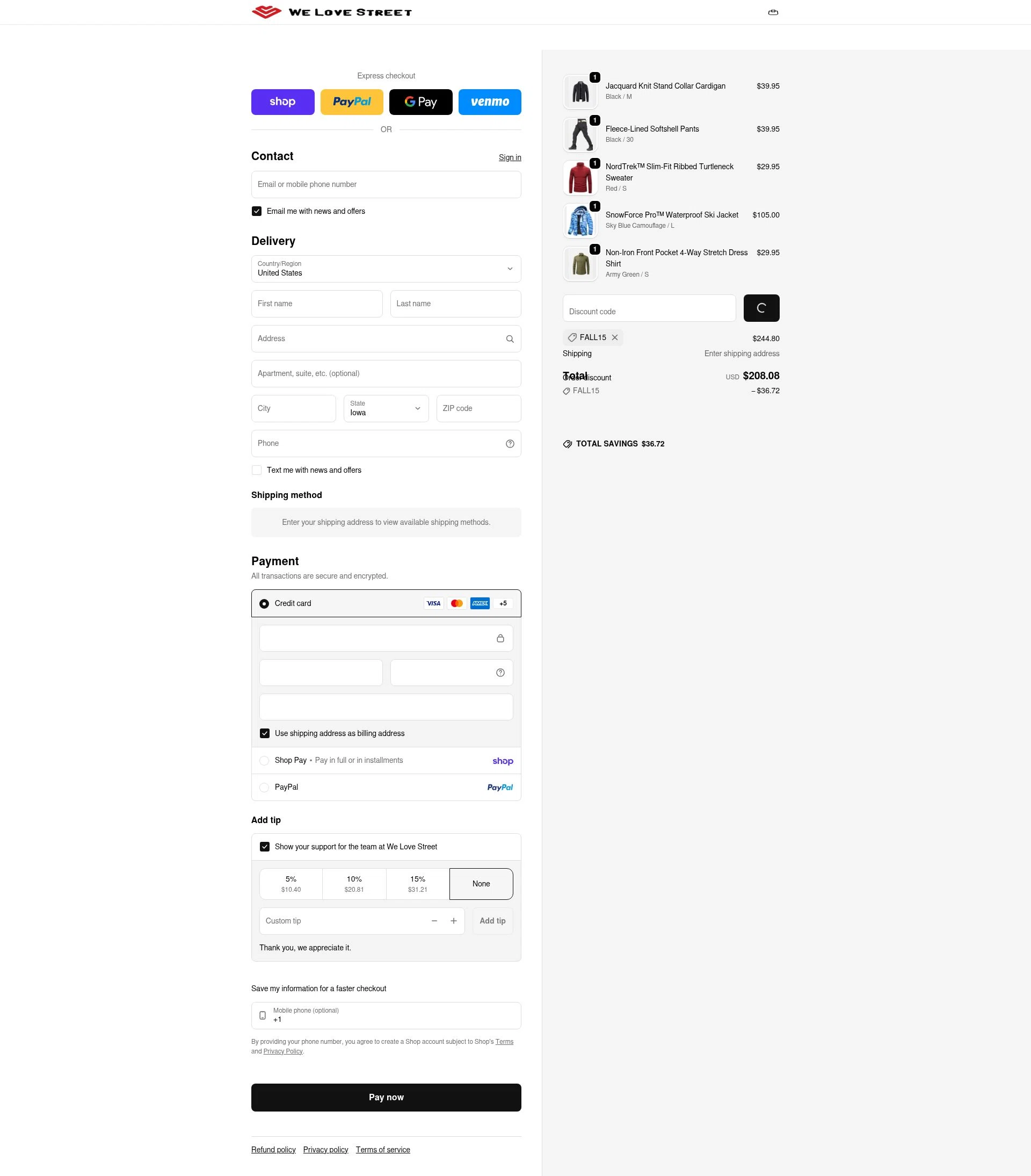 We Love Street checkout page showing We Love Street discount code box | Screenshot taken by SimplyCodes community member on Feb 13, 2026