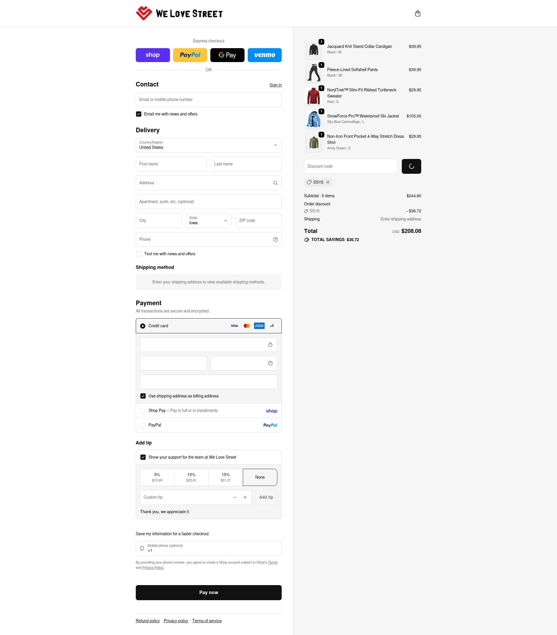 We Love Street checkout page showing We Love Street discount code box | Screenshot taken by SimplyCodes community member on Feb 13, 2026