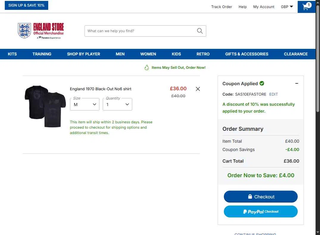 Wembley Stadium Tours checkout page showing Wembley Stadium Tours promo code box | Screenshot taken by SimplyCodes community member on Sep 10, 2025