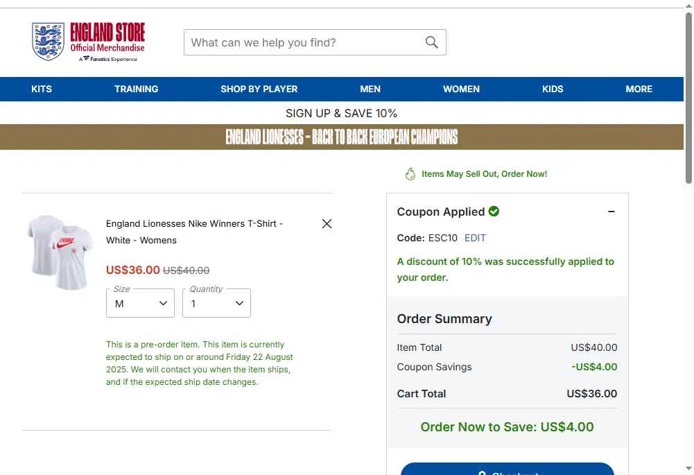 Wembley Stadium Tours checkout page showing Wembley Stadium Tours promo code box | Screenshot taken by SimplyCodes community member on Aug 2, 2025