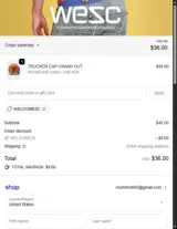 WELCOME20 coupon verification screenshot