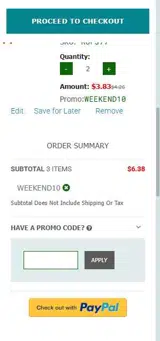 WEEKEND10 coupon verification screenshot