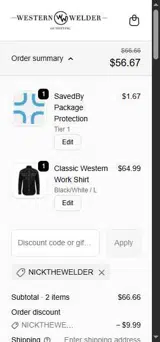 NICKTHEWELDER coupon verification screenshot
