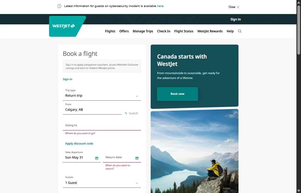 Verification screenshot for 10% Off Storewide at WestJet — 3d ago