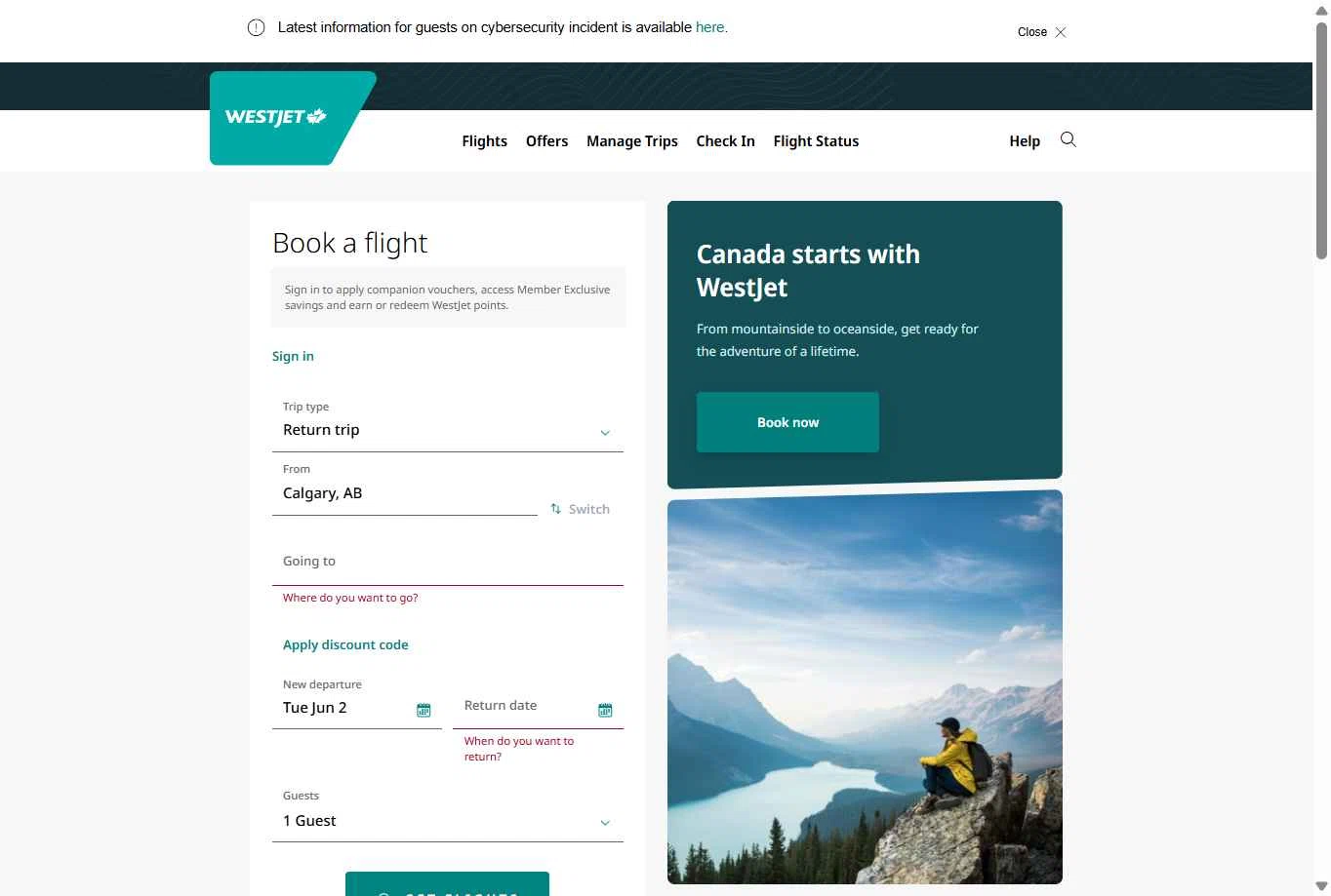 Verification screenshot for 10% Off Storewide at WestJet — 1d ago