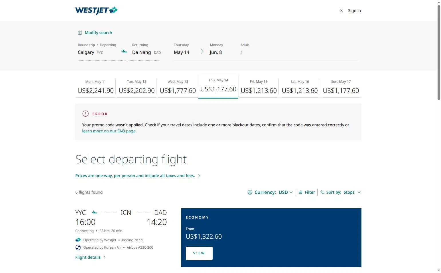 Verification screenshot for 20% Off Storewide at WestJet — 29d ago