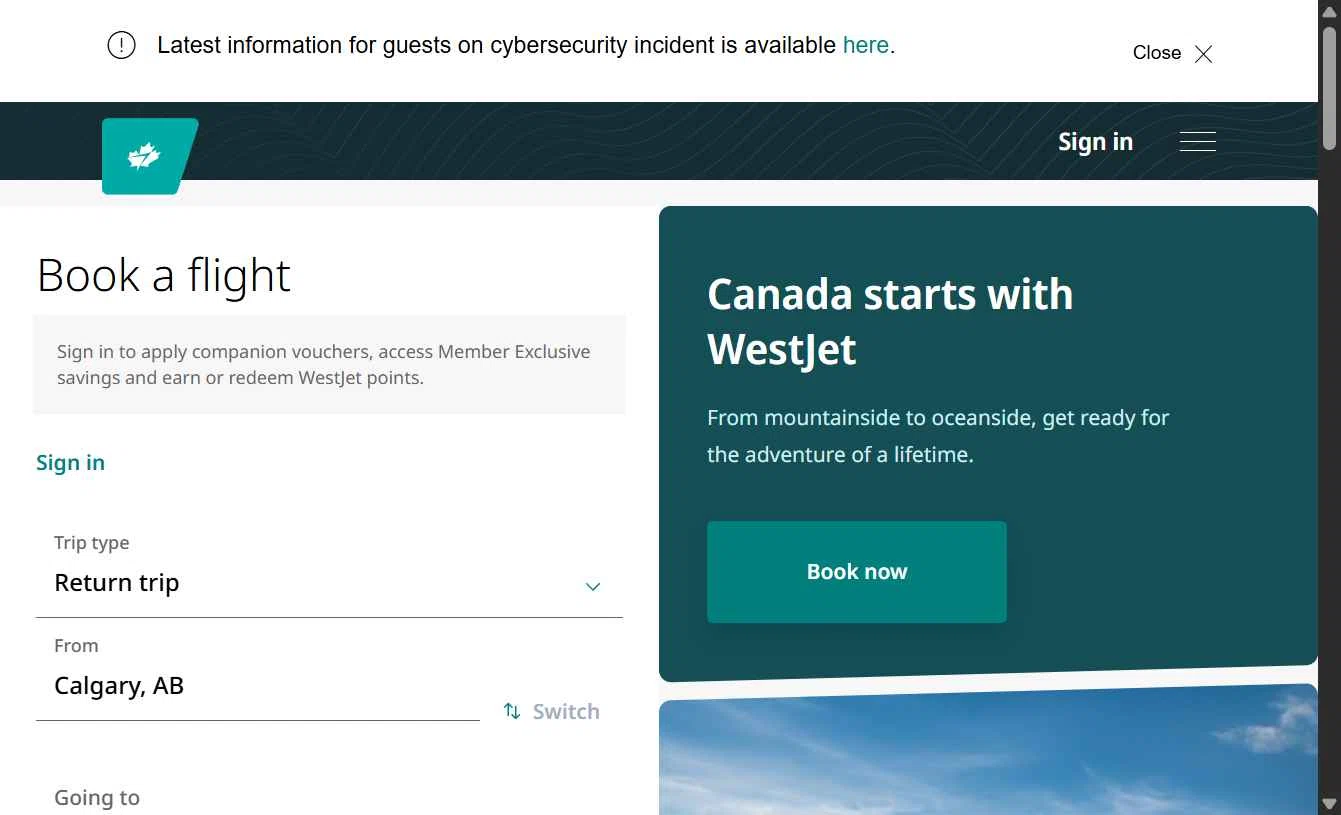 Verification screenshot for 10% Off Storewide at WestJet - 1d ago