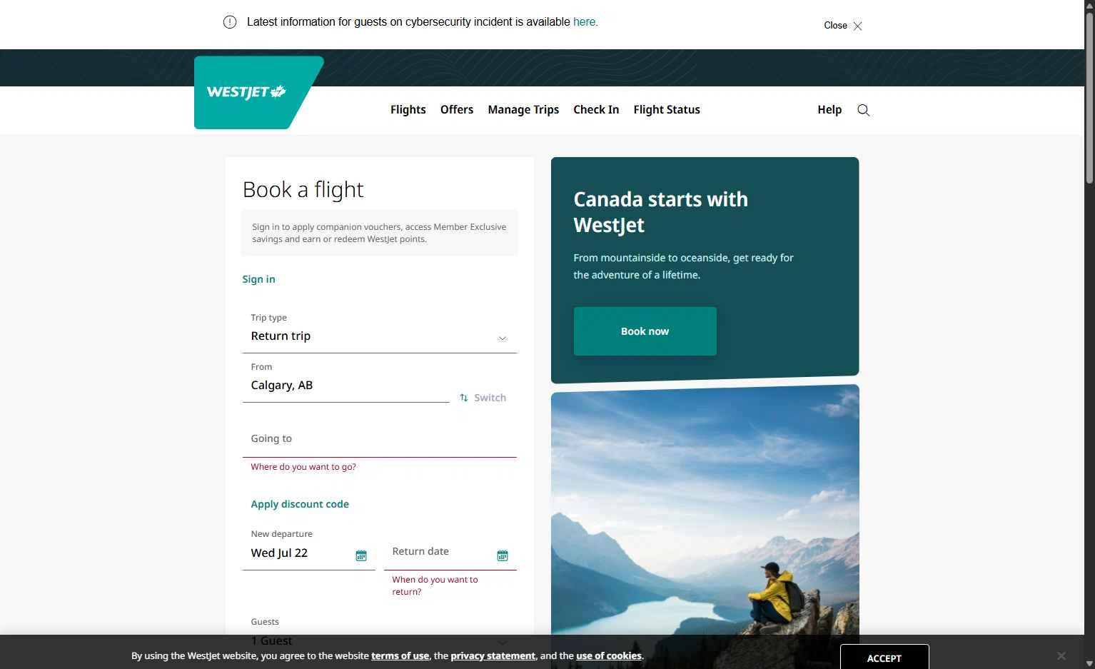 Verification screenshot for 10% Off Storewide at WestJet - 11d ago