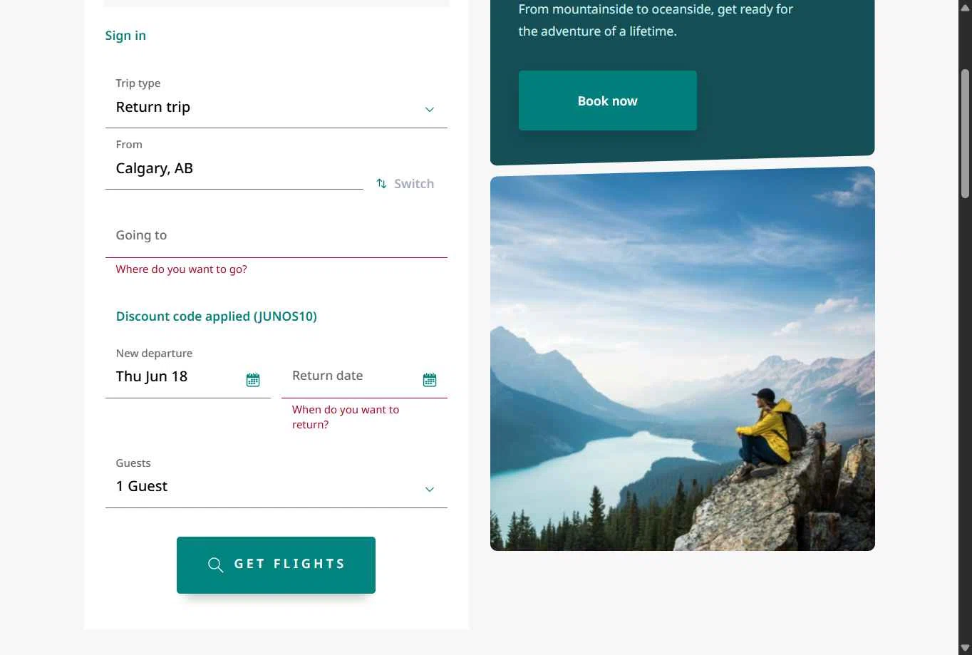 Verification screenshot for 10% Off Storewide at WestJet - 10d ago