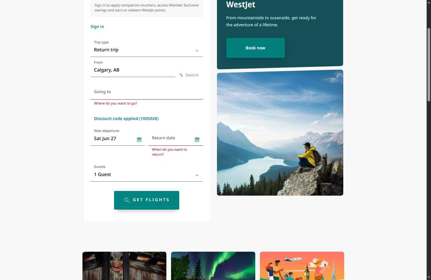 Verification screenshot for 10% Off Storewide at WestJet - 1d ago