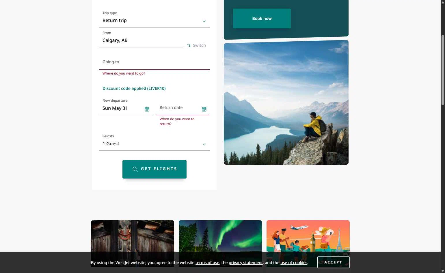 Verification screenshot for 10% Off Storewide at WestJet — 3d ago