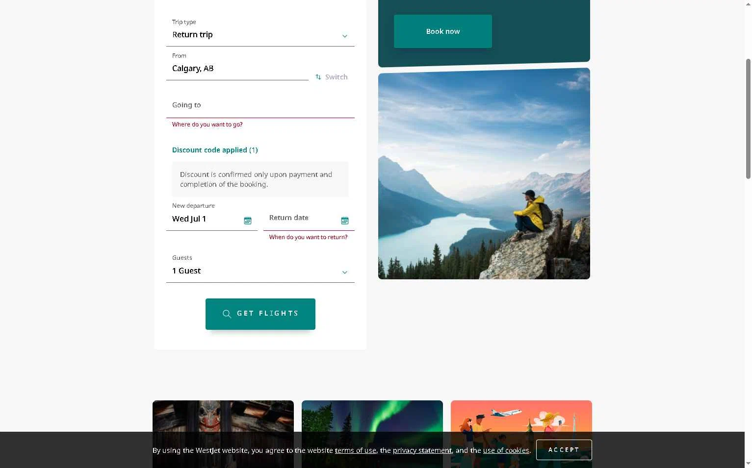 Verification screenshot for 20% Off Storewide at WestJet - 32d ago