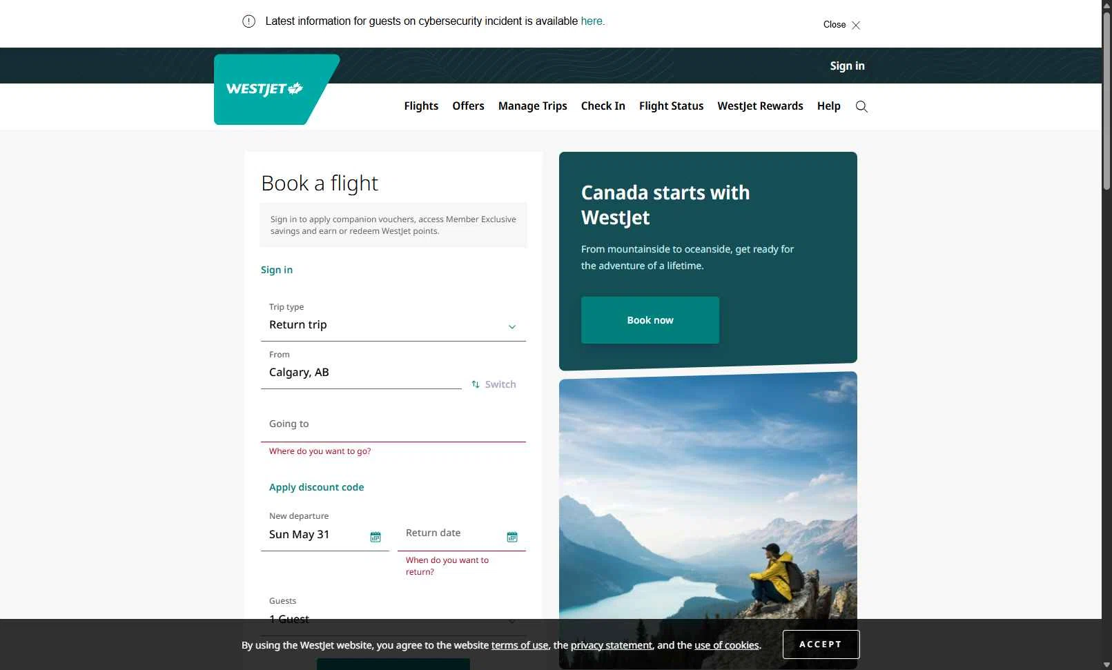 Verification screenshot for 15% Off Storewide at WestJet — 3d ago
