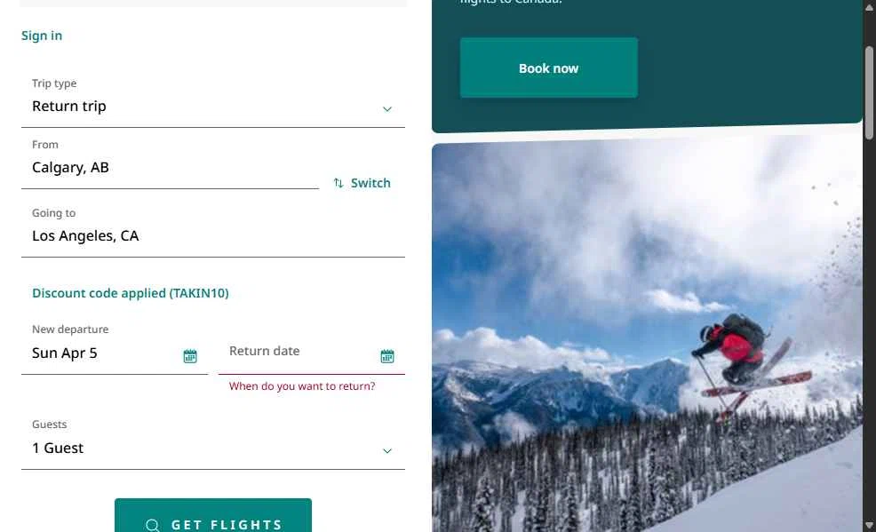 Verification screenshot for 10% Off Storewide at WestJet — 2mo ago
