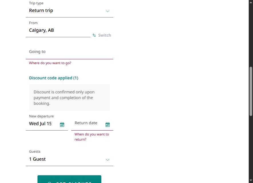 Verification screenshot for 20% Off Storewide at WestJet - 18d ago