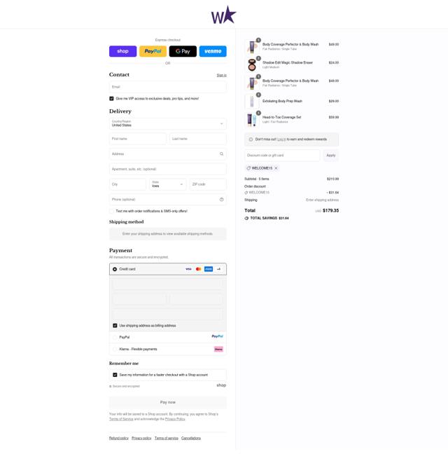 Westmore Beauty checkout page showing Westmore Beauty discount code box | Screenshot taken by SimplyCodes community member on Sep 12, 2025