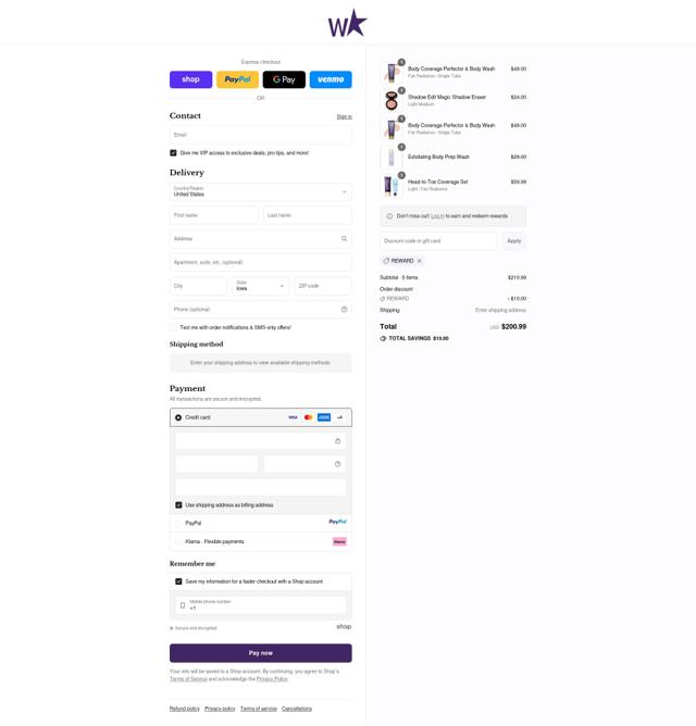 Westmore Beauty checkout page showing Westmore Beauty discount code box | Screenshot taken by SimplyCodes community member on Sep 12, 2025