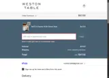 Weston Table coupon verification screenshot