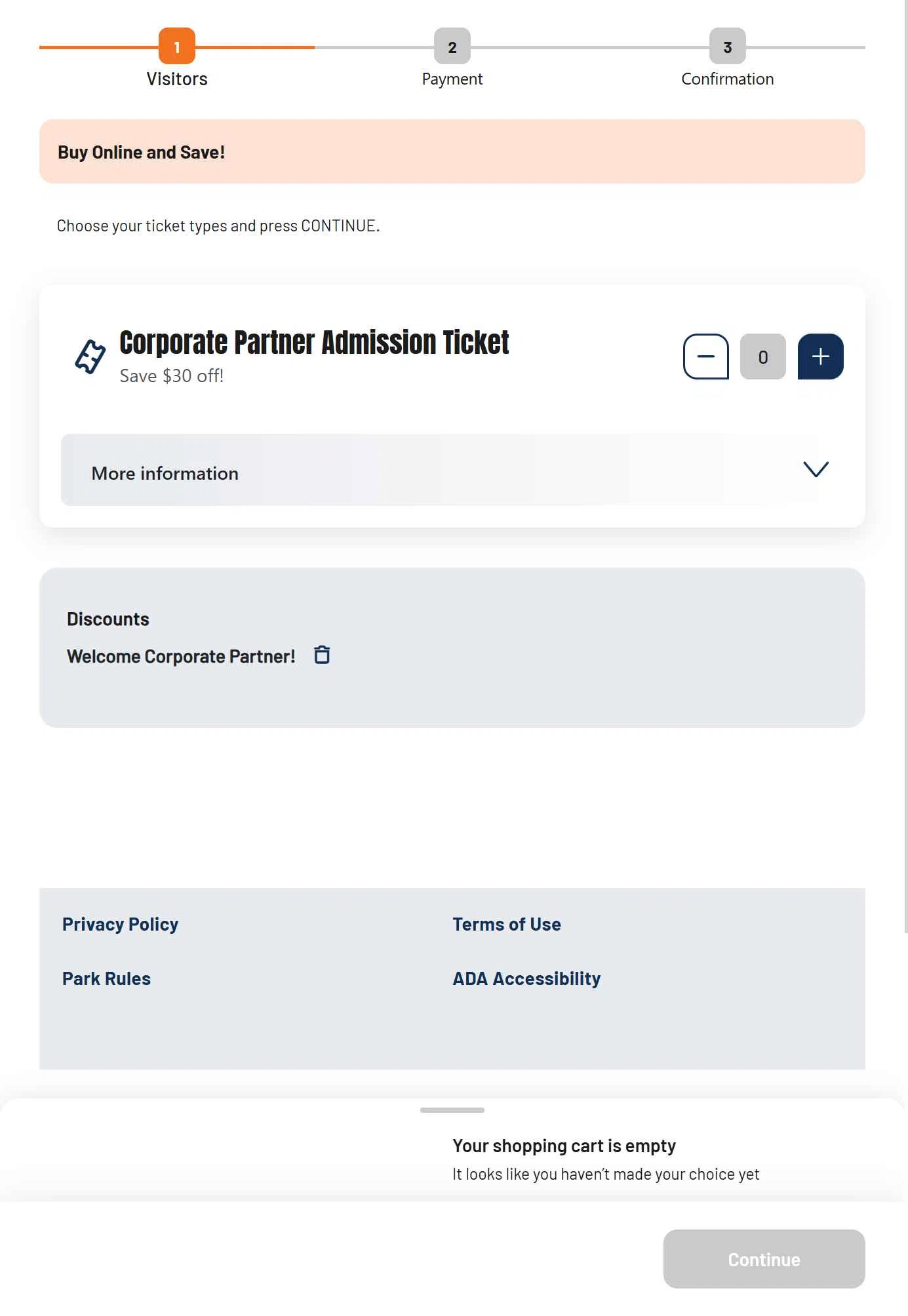 Wet 'n Wild Emerald Pointe checkout page showing Wet 'n Wild Emerald Pointe promo code box | Screenshot taken by SimplyCodes community member on Jul 29, 2025
