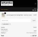 WELCOME15 coupon verification screenshot