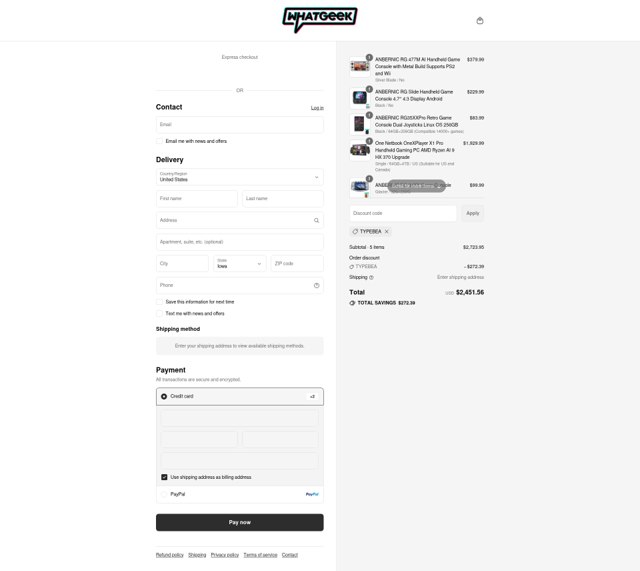 WhatGeek checkout page showing WhatGeek discount code box | Screenshot taken by SimplyCodes community member on Sep 2, 2025