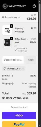 COMEBACK15 coupon verification screenshot
